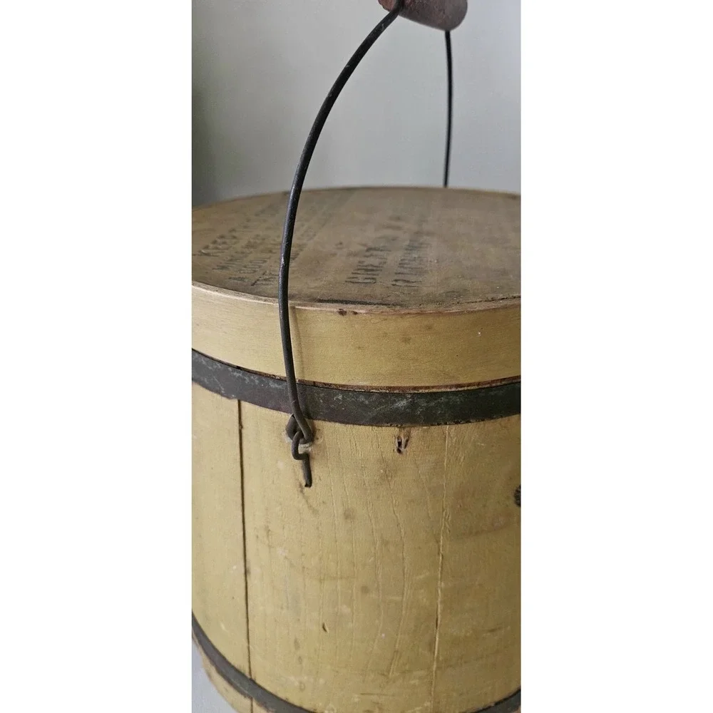 Antique Mince Meat Firkin Wooden Bucket Circa Late 19th